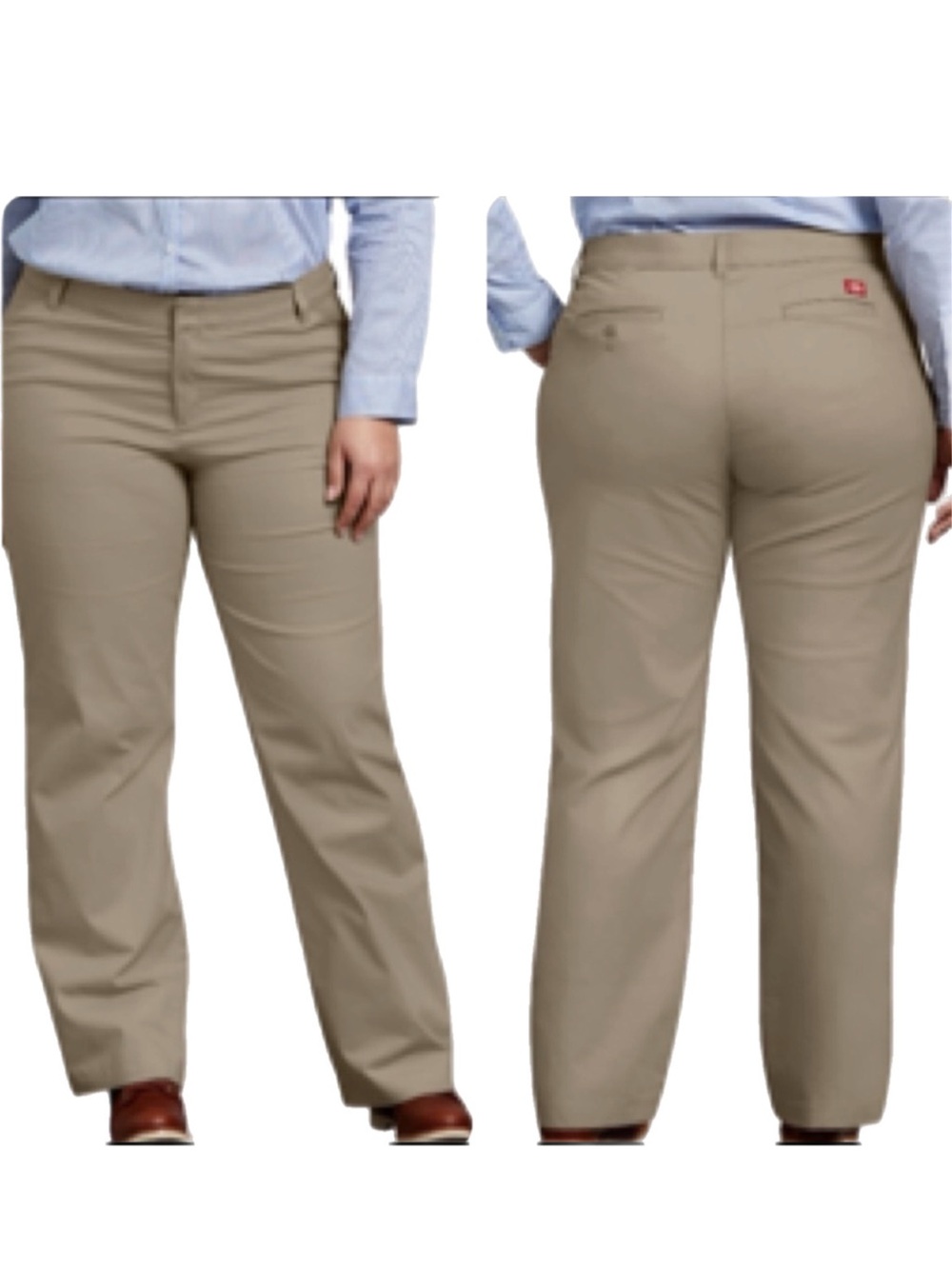 Dickies Khaki Work Uniform Twill Pants Tan Relaxed Straight Cut Curvy Size 2X